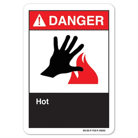 ANSI Danger Sign, Hot, 24in X 18in Decal